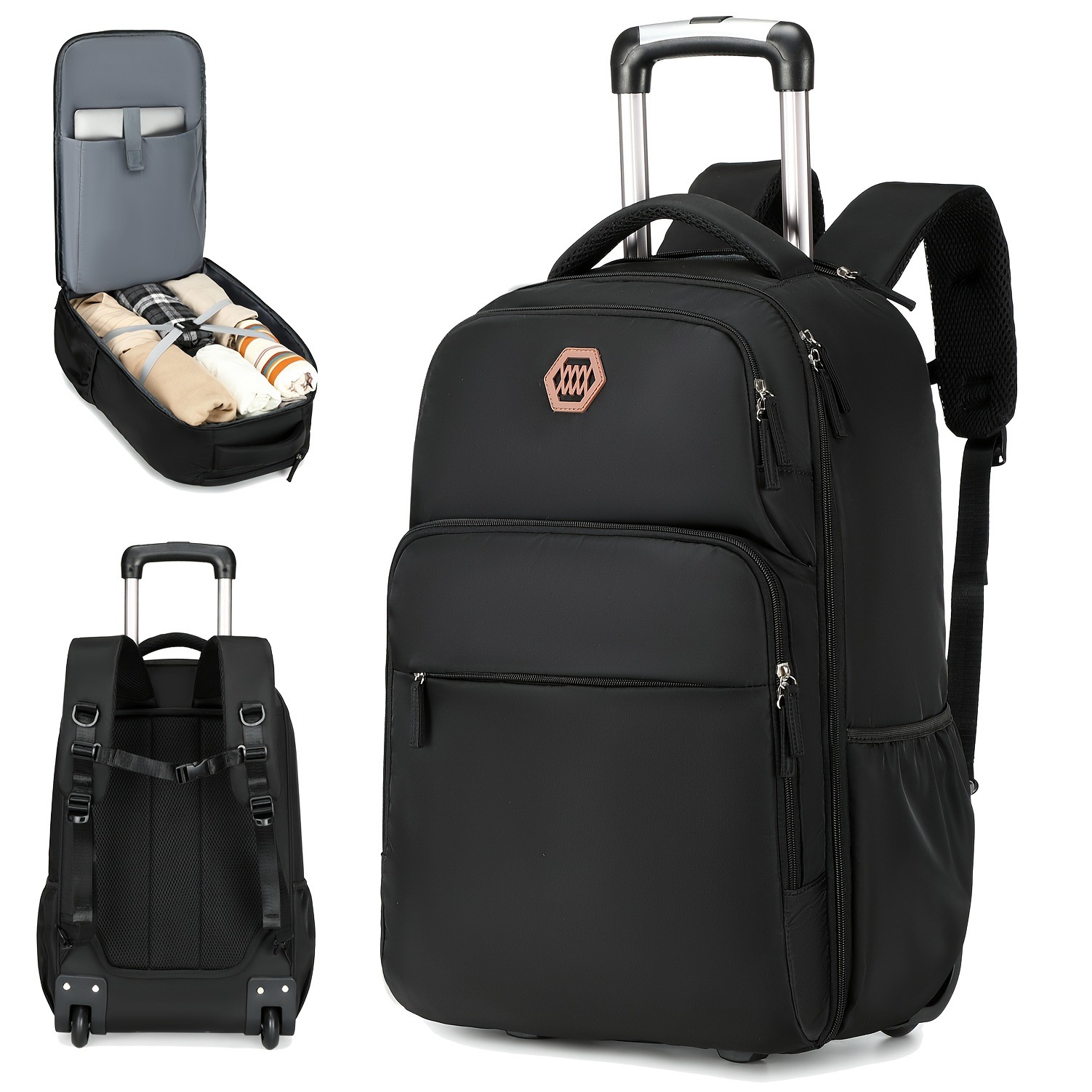 Foldable Rolling Luggage Bag - 40L Tekerlekli Laptop Sırt Çantası, İş