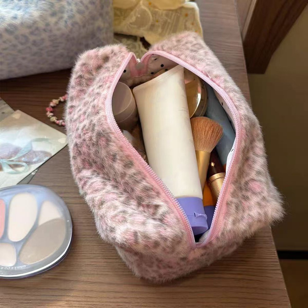 Cosmetic Bags - Dayanıklı, Yumuşak Dokulu Makyaj Çantası, Leopar
