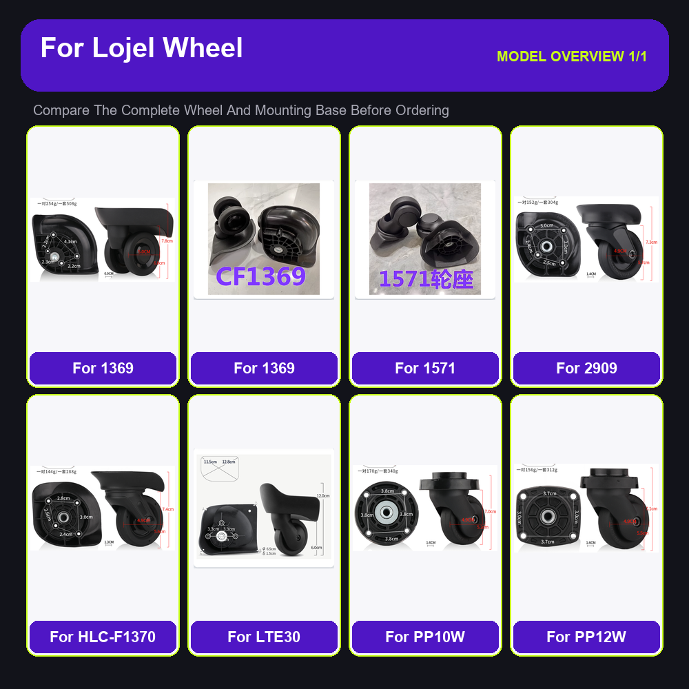 Silent Replacement Luggage Wheels - Lojel 1369 1571 2909 için Ağır
